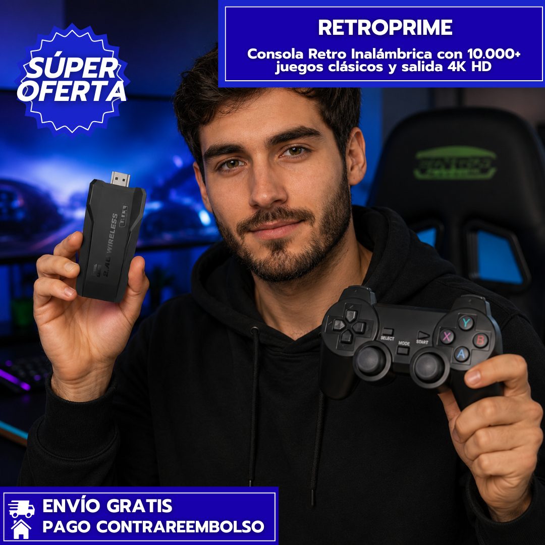 RetroPrime: Consola Retro Inalámbrica con 20.000+ juegos clásicos y salida 4K HD.