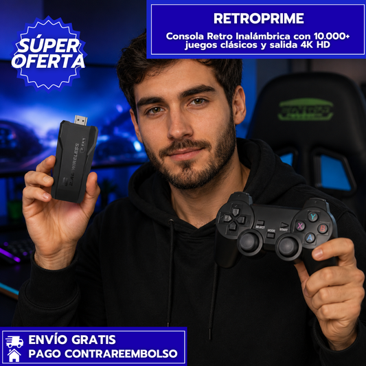 RetroPrime: Consola Retro Inalámbrica con 20.000+ juegos clásicos y salida 4K HD.