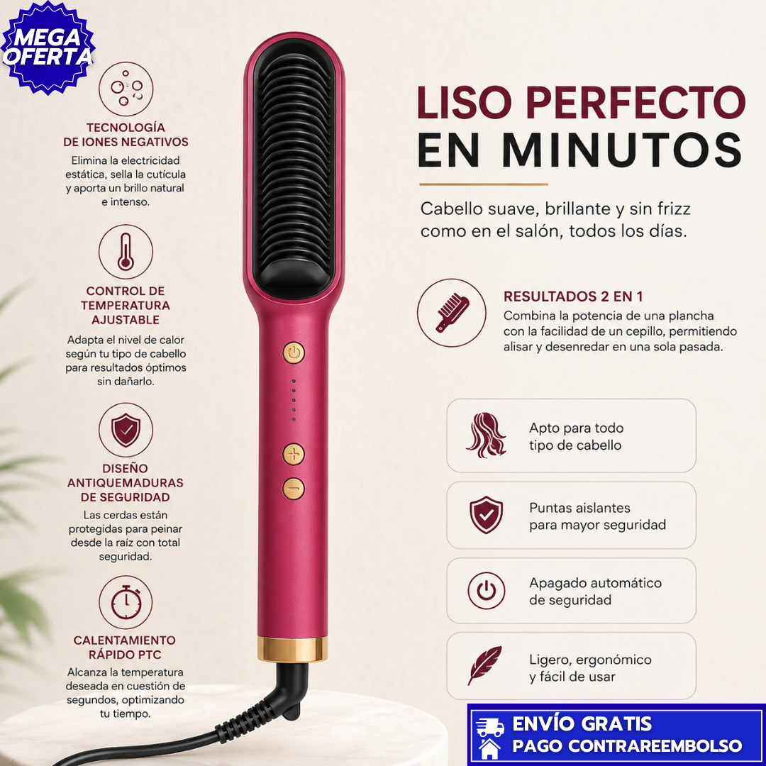 GlowStyle: Cepillo Alisador que Elimina el Frizz y Aporta Brillo al Instante
