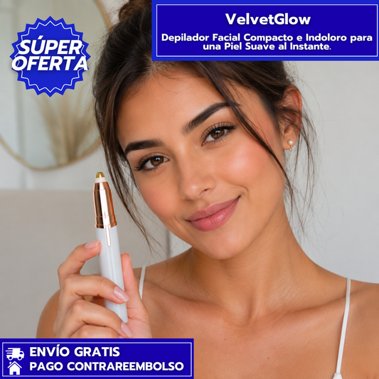 VelvetGlow: Depilador Facial Compacto e Indoloro para una Piel Suave al Instante.